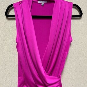 Iris Vibrant Pink Sleeveless Wrap Blouse